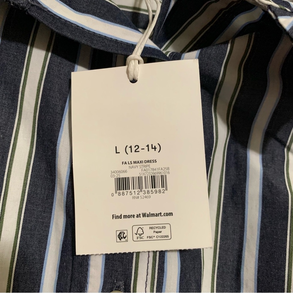 NWT Free Assembly Striped Dress Large 12/14 - Picture 6 of 7